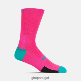 Giro Portugal - Giro meia da equipe hrc unissex 6HPV88820 rosa neon/azul-petróleo gritante